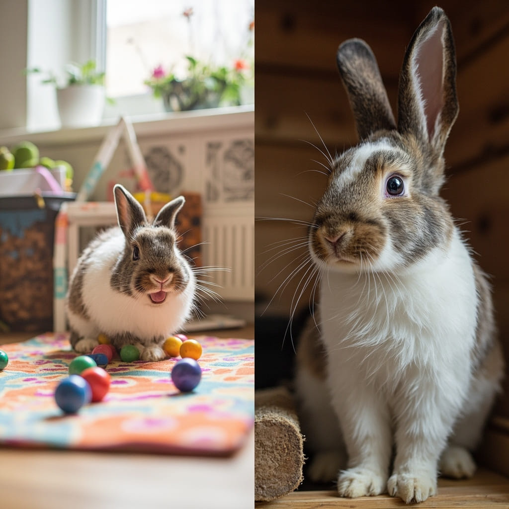 Indoor and outdoor rabbit setups