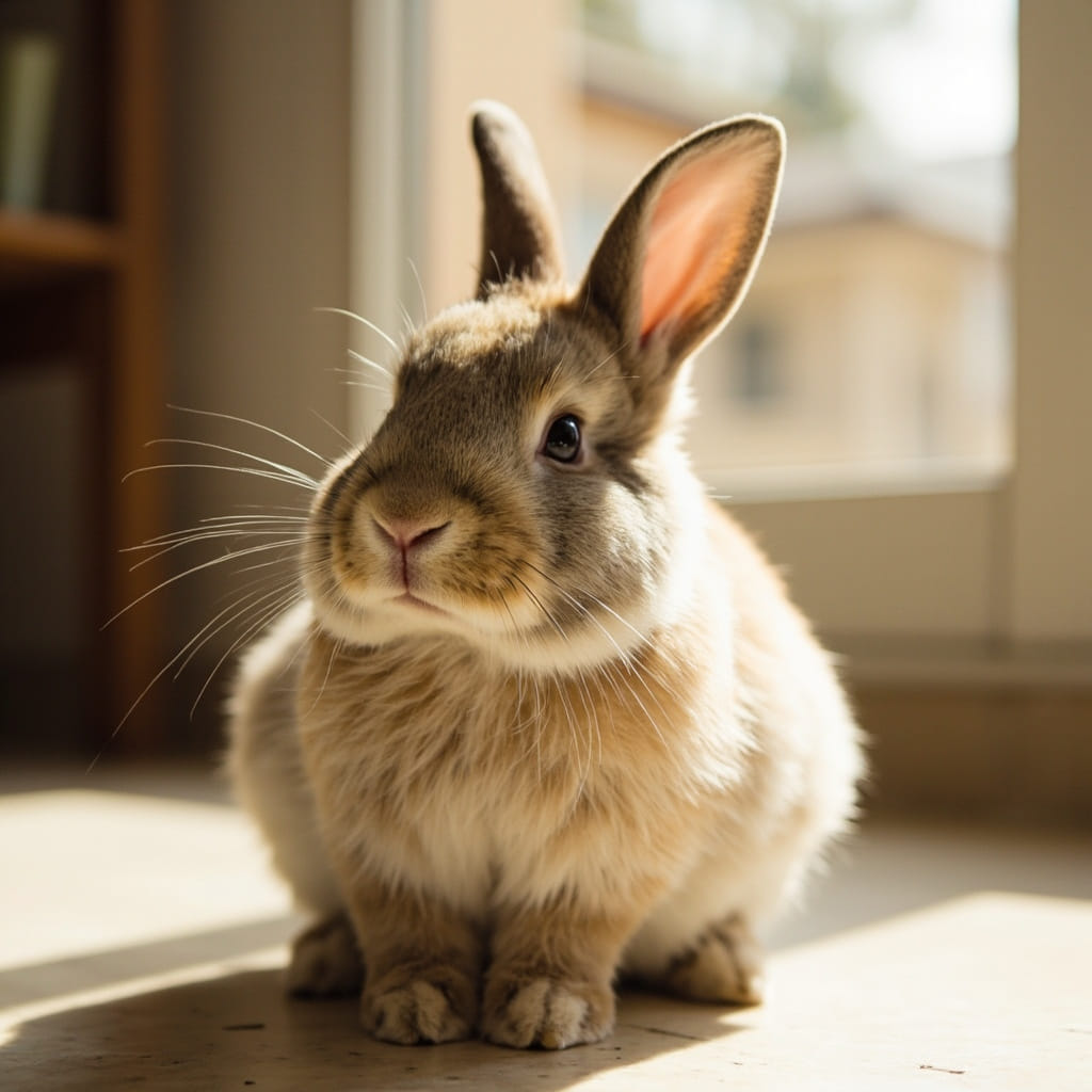A rabbit showing relaxed body language