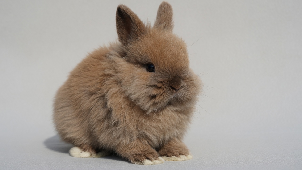 A small fluffy Jersey Wooly rabbit with wooly fur
