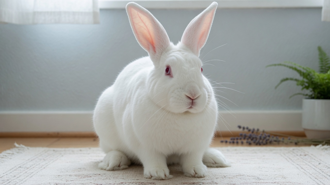 A large white New Zealand rabbit